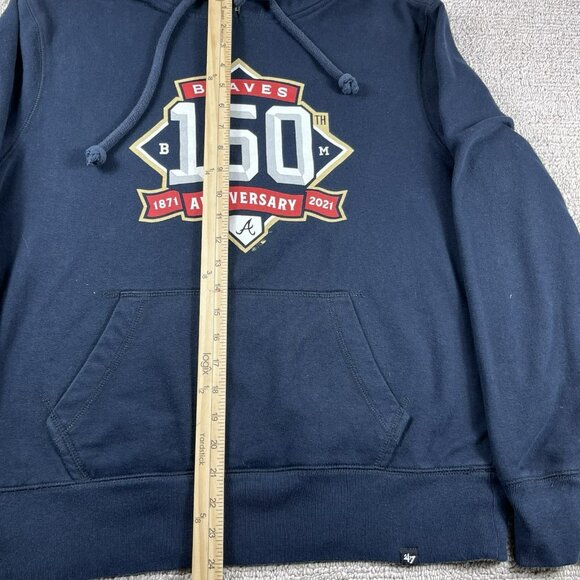 47 Brand Atlanta Braves 150th Anniversary Hoodie Blue Men’s Size Medium - Picture 4 of 7